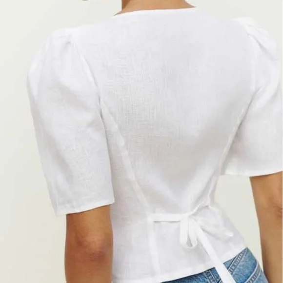 REFORMATION - MIRIAM LINEN TOP - WHITE - SIZE 8 - Picture 4 of 10